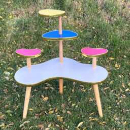 5 Tier Mid Century Modern Minimalist Retro Plant Stand Mcm Colorful End Table Side - thumbnail 3