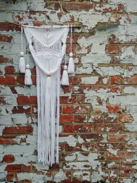 Macrame/Wall Hanging Fiber Art Above Bed Home Decor Office Nursery Bohemian Tapestry Natural Mini Macrame - image 1