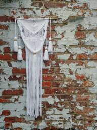 Macrame/Wall Hanging Fiber Art Above Bed Home Decor Office Nursery Bohemian Tapestry Natural Mini Macrame - thumbnail 1