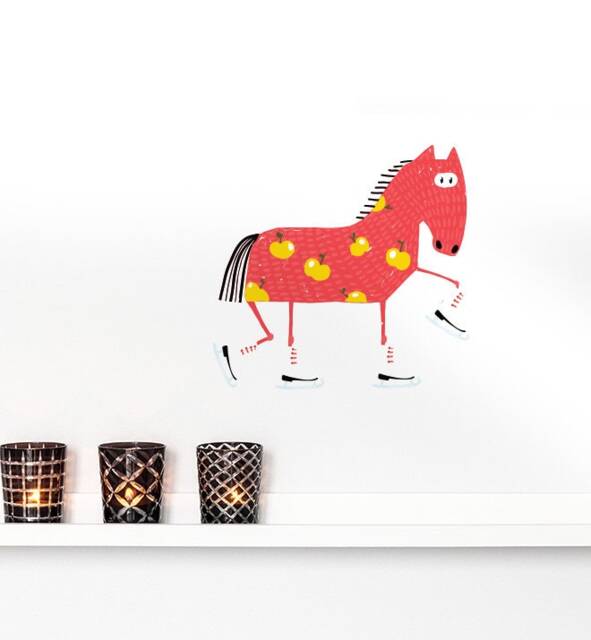 Harry The Horse Learning Rollerblades Wall Sticker Decal - Kids Stickers, Animals Childrens Decals, Room
