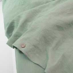 Matcha Green Linen Duvet Cover Set - 3 Piece Queen King Bedding Natural Midweight Bed Breathable With Pillowcases - thumbnail 3