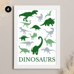 Dinosaur Prints Boy Girl Child Kids Bedroom Toy Games Room Birthday Christmas Gift Present T-Rex Triceratops Pterodactyl Velociraptor - thumbnail 2