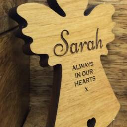 Personalised Memorial Wooden Angel Christmas Tree Decoration - Perfect Way To Remember A Loved One This Any Name Engraved - thumbnail 2