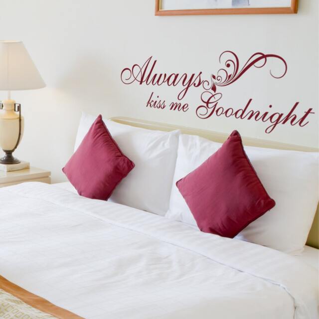 Always Kiss Me Goodnight, Bedroom Wall Decal, Master Art, Graphic, Inspirational Decal - 125 - image 1