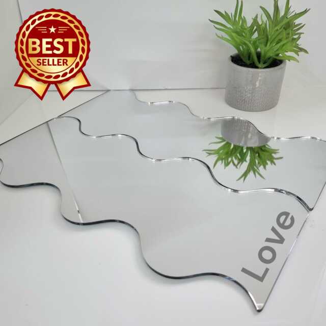 Wavey Acrylic Mirror Wall Art Engraved Options - image 1