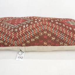 "Kilim Pillow, Wool Kilim Cousin From Anatolia , 12""x24" - thumbnail 3