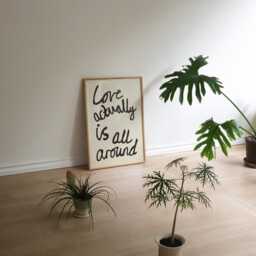 Mid Century Print Wall Art, Love Actually Is All Around Print, Vintage Style Handwriting Retro Neutral Typography Poster - thumbnail 3
