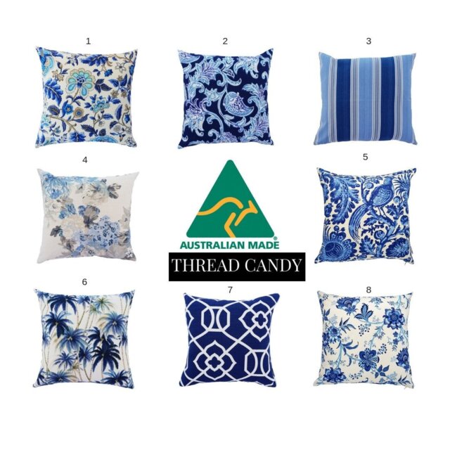 Hamptons Style Cushion Cover, Cover Only, Hampton's Pillows, Blue & White Cushions, Scatter Cushion, Floral French Cushions - image 1