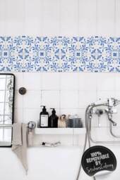 Turkish Ornamental Tile Stickers, Portuguese, Pack Of 24, Azulejos, Lisbon Decals, Removable, Oriental, Decals, Wall Decal, Decor #47T - thumbnail 1