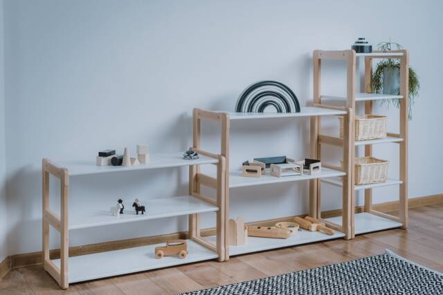 White Montessori Maxi Toy Shelf Birch Plywood Nursery Bookshelf - image 1