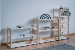 White Montessori Maxi Toy Shelf Birch Plywood Nursery Bookshelf