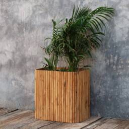 Handmade Reclaimed Teak Wood Planter - Rustic Wooden Box For Garden, Balcony & Home Decor - thumbnail 2