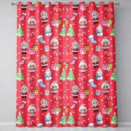 Cute Santa Snowman Gifts Candy Cane Red Background Seamless Pattern Readymade Eyelet Ring Top Thermal 100% Blackout Curtains - thumbnail 2