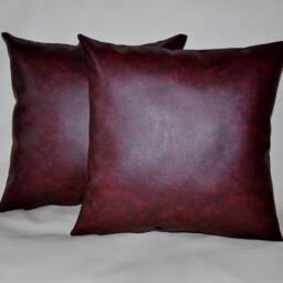 "2 Oxblood Faux Leather Classic Cushion Covers 16"" 18"" 20" - thumbnail 2