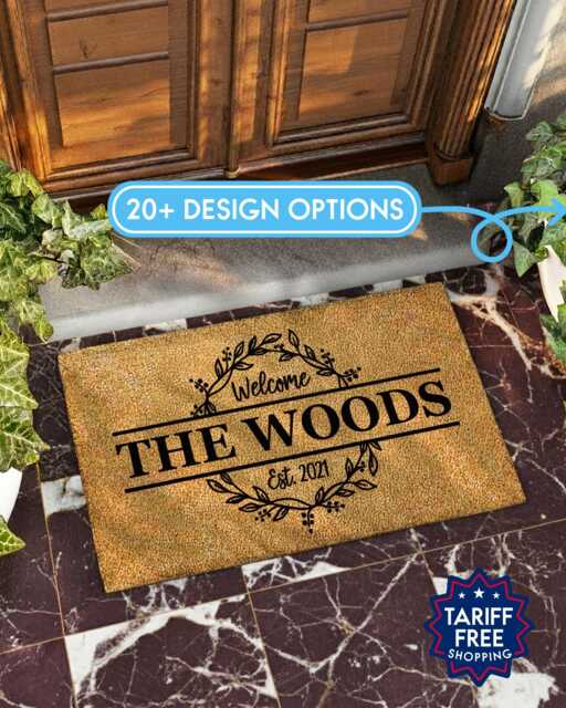 Personalized Gift - Wedding Boho Decor Home Welcome Mat Housewarming/Wedding Floral Entry - image 1