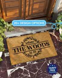 Personalized Gift - Wedding Boho Decor Home Welcome Mat Housewarming/Wedding Floral Entry - thumbnail 1