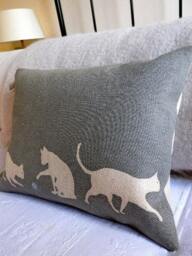 Hand Printed Charcoal Cats Cushion Cover - thumbnail 1