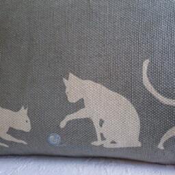 Hand Printed Charcoal Cats Cushion Cover - thumbnail 3