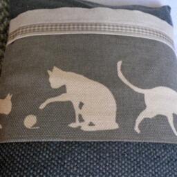 Hand Printed Charcoal Cats Cushion Cover - thumbnail 2