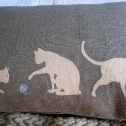Hand Printed Charcoal Cats Cushion Cover - thumbnail 4