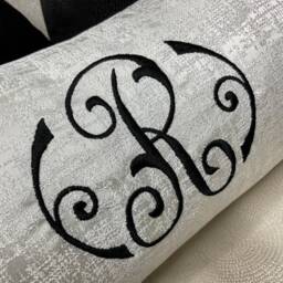 "Luxury Personalised Initial Embroidered Bolster Cushion 16""x6" - thumbnail 3