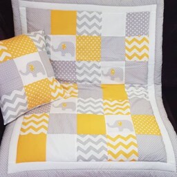 Personalised Patchwork Cot Quilts , Elephant, Bunny, Star, Heart, Butterfly, Heart - thumbnail 4