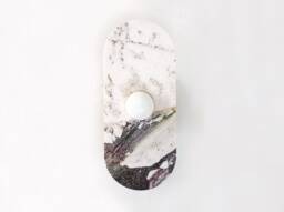 Oval Calacatta Viola Marble & Brass Mid Century Sconce Light Modern Wall Fixture Lamp Vanity Lighting Entry - thumbnail 1