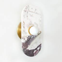 Oval Calacatta Viola Marble & Brass Mid Century Sconce Light Modern Wall Fixture Lamp Vanity Lighting Entry - thumbnail 2