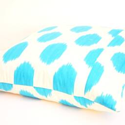 Handmade Organic Cotton Ikat Pillow, Blue Dot Cushion Cover - 20x20 In - thumbnail 2