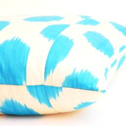 Handmade Organic Cotton Ikat Pillow, Blue Dot Cushion Cover - 20x20 In - thumbnail 3