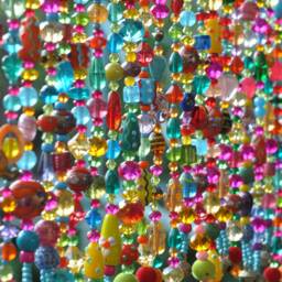 Colorful Glass Beaded Window Valance Boho Sun Catcher With Bells - thumbnail 3