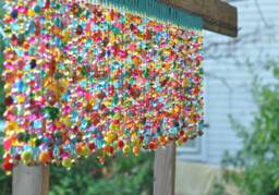 Colorful Glass Beaded Window Valance Boho Sun Catcher With Bells - thumbnail 1