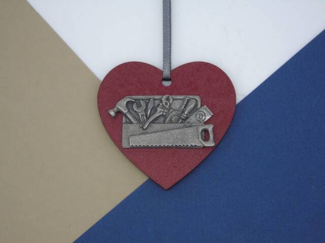 Toolbox Wooden Heart Decoration - Tools Christmas Tree Diy Handmade Unique Gift Handyman - image 1