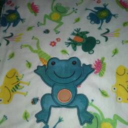 Embroidered Baby Blanket - Soft Flannel Fleece, Wave Stitch Edges - thumbnail 4