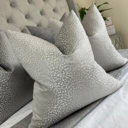 Silver Luxury Designer Cushion Cover - Prestigious Textiles Crater Fabric Throw Pillow For Bed Bedding Sofa Double Sided - thumbnail 2