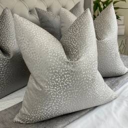 Silver Luxury Designer Cushion Cover - Prestigious Textiles Crater Fabric Throw Pillow For Bed Bedding Sofa Double Sided - thumbnail 1
