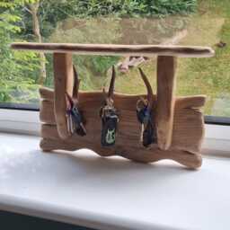 Handmade Real Deer Antler & Oak Rustic Keyholder/Dog Lead Hangerwith Shelf . Wall Mounted Accessories Not Included - thumbnail 2