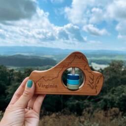 Virginia State Rattle Modern Wooden Baby Toy, Organic Cherry Wood - thumbnail 3
