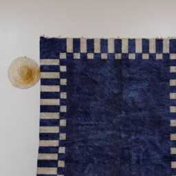 Blue Beni Ourain Rug - Handwoven Moroccan Wool Nautical Chic Decor Geometric For Coastal Inspired Homes Soft Pile - thumbnail 2