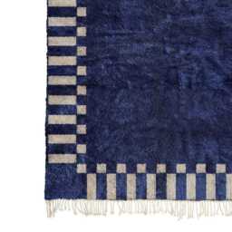 Blue Beni Ourain Rug - Handwoven Moroccan Wool Nautical Chic Decor Geometric For Coastal Inspired Homes Soft Pile - thumbnail 3