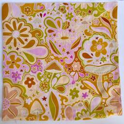 Retro 60S Floral Pillow Cover, Pink & Orange Accent - 18x18 In - thumbnail 2