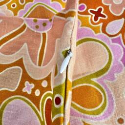 Retro 60S Floral Pillow Cover, Pink & Orange Accent - 18x18 In - thumbnail 4