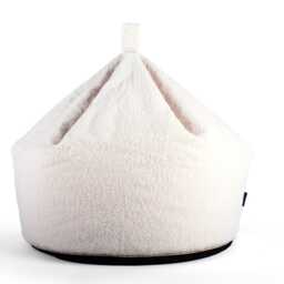 Cream Teddy Boucle Bean Bag Chair Cosy Plush Seat - 60cm - thumbnail 3