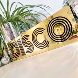 Handmade Disco Mirror - Customisable Wall Art Decor Door Sign Bar Word Retro Groovy Funky Dopamine - thumbnail 3
