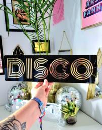 Handmade Disco Mirror - Customisable Wall Art Decor Door Sign Bar Word Retro Groovy Funky Dopamine - thumbnail 1