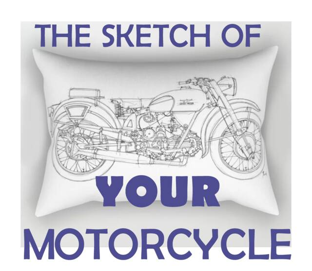 Personalized Motorcycle Sketch Pillow Cover, Faux Down Insert - image 1