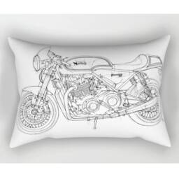 Personalized Motorcycle Sketch Pillow Cover, Faux Down Insert - thumbnail 2