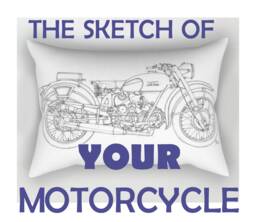 Personalized Motorcycle Sketch Pillow Cover, Faux Down Insert - thumbnail 1