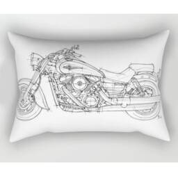 Personalized Motorcycle Sketch Pillow Cover, Faux Down Insert - thumbnail 3