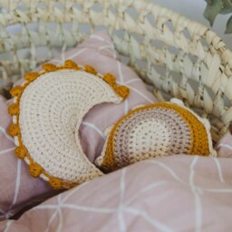 Boho Rainbow Baby Rattle in Your Choice Of Colors, Handmade From Organic Cotton, Customizable - thumbnail 4